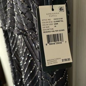 Adrianna Papell ART DECO BEADED BLOUSON W/HALTER NECKLINE